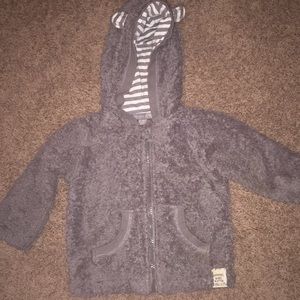 Fuzzy grey coat with cute hood